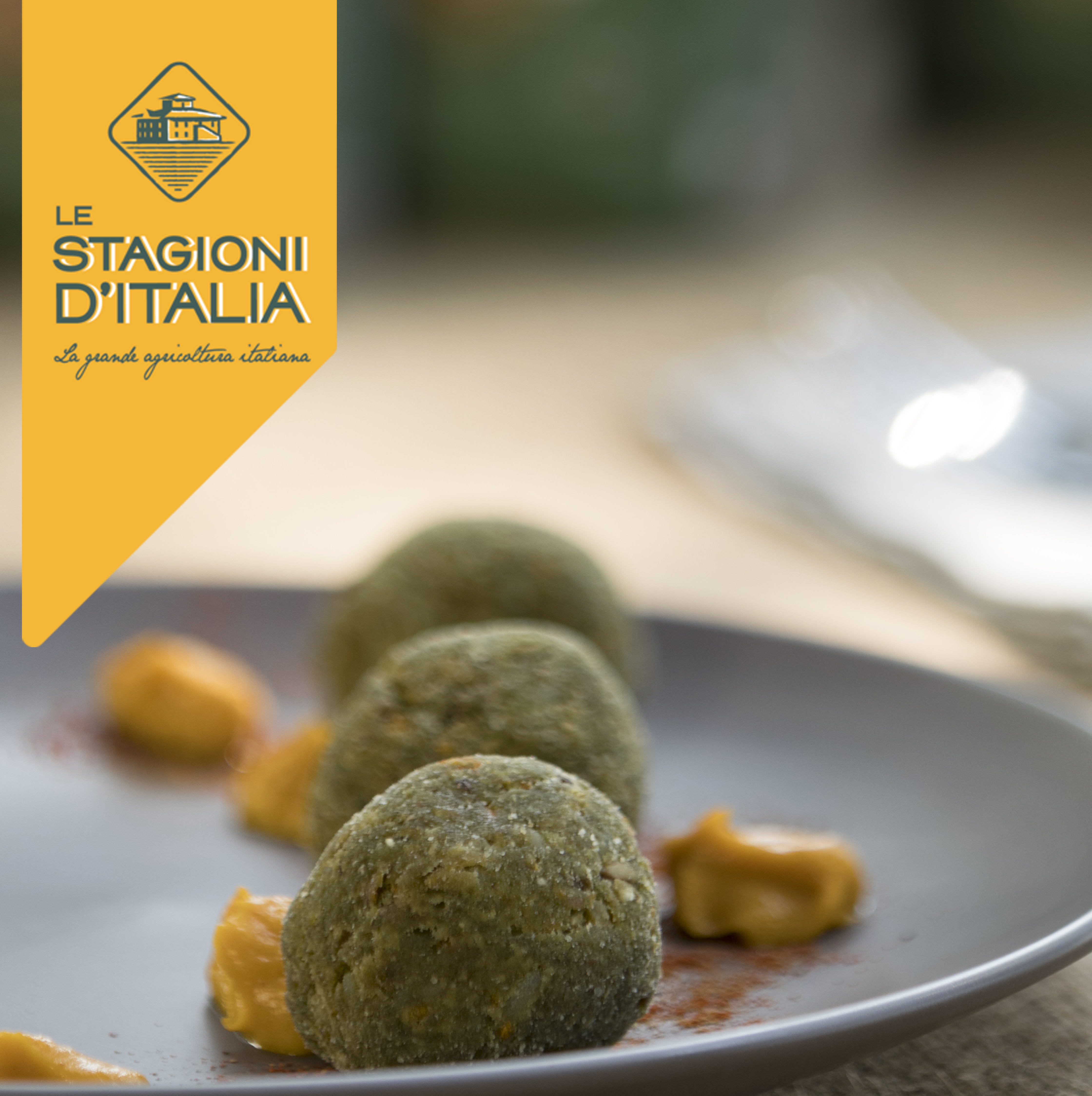 CROCCHETTE CON PESTO AROMATICO E CREMA DI ZUCCA